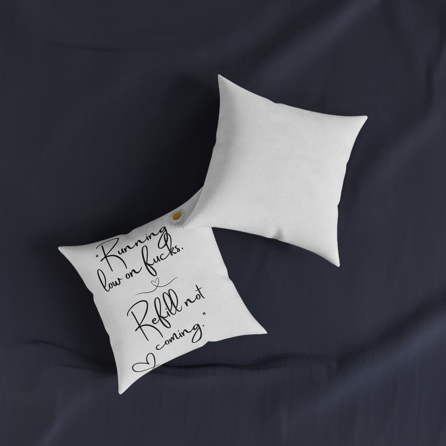 Humorous Square Cushion - "Running Low on Fucks" - Cosy Home Decor, Funny Gift, Living Room, Bedroom Accessory, Self-Care Decor