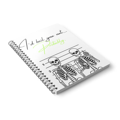 Skeleton Themed Wirobound Notebook | Funny A5 Sketchbook, Gifts for Students, Journaling, Note Taking, Office Supplies, Halloween Decor