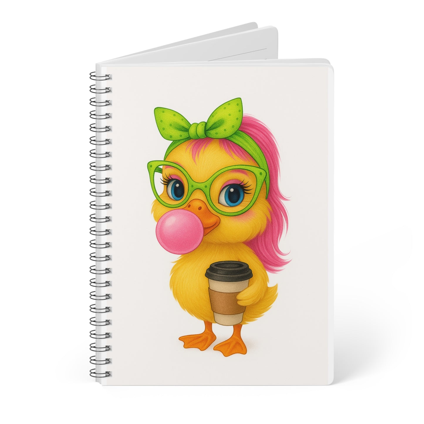 Cute Duck Illustration Notebook, A5 Softcover Journal for Students, Gift for Kids, Note-taking, Diary, School Supplies