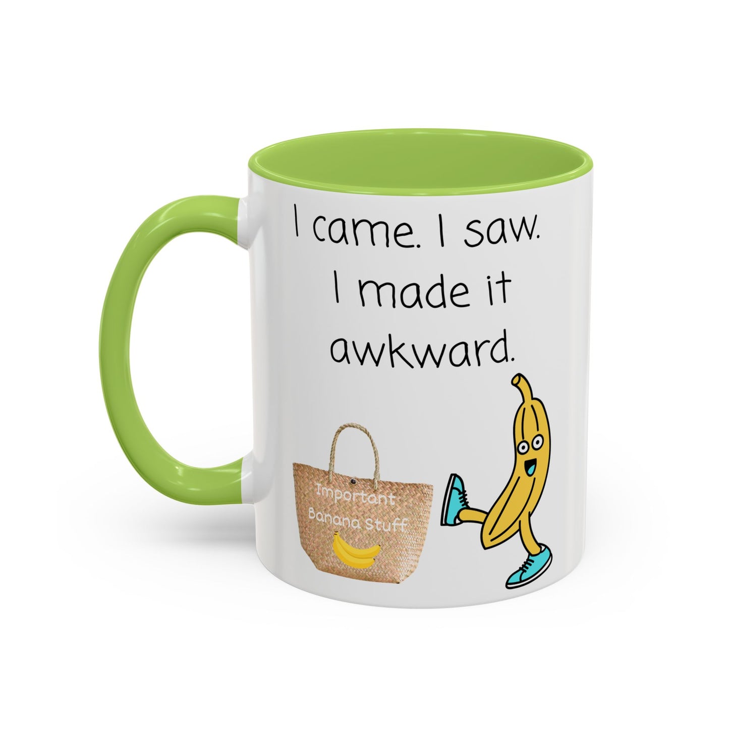 I came I Saw Whimsical Banana Accent Coffee Mug - Perfect for Gifting, Kitchen Decor, Funny Office Mug, Banana Lover Gift, Playful Drinkware