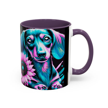 Dachshund Flower Mug Accent Coffee Mug (11, 15oz)
