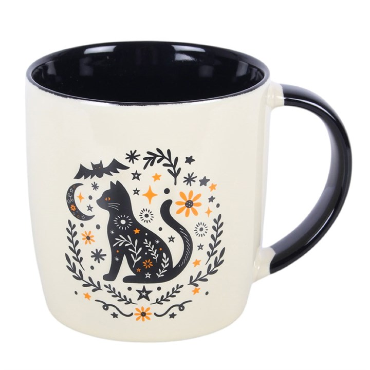 Black Cat Mug – Witchy Folk Art Ceramic Mug