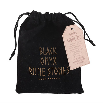 Set of 25 Black Onyx Viking Rune Stones