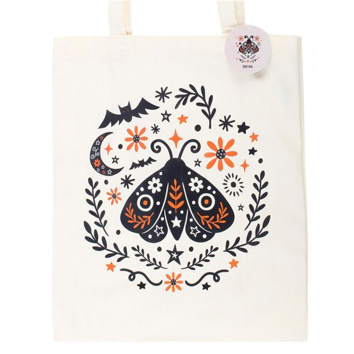 Moth Tote Bag – Witchy Folk Art Celestial Shopper Bag