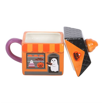 Boo’s Bakery Halloween Lidded Mug – 350ml Ceramic Spooky Mug
