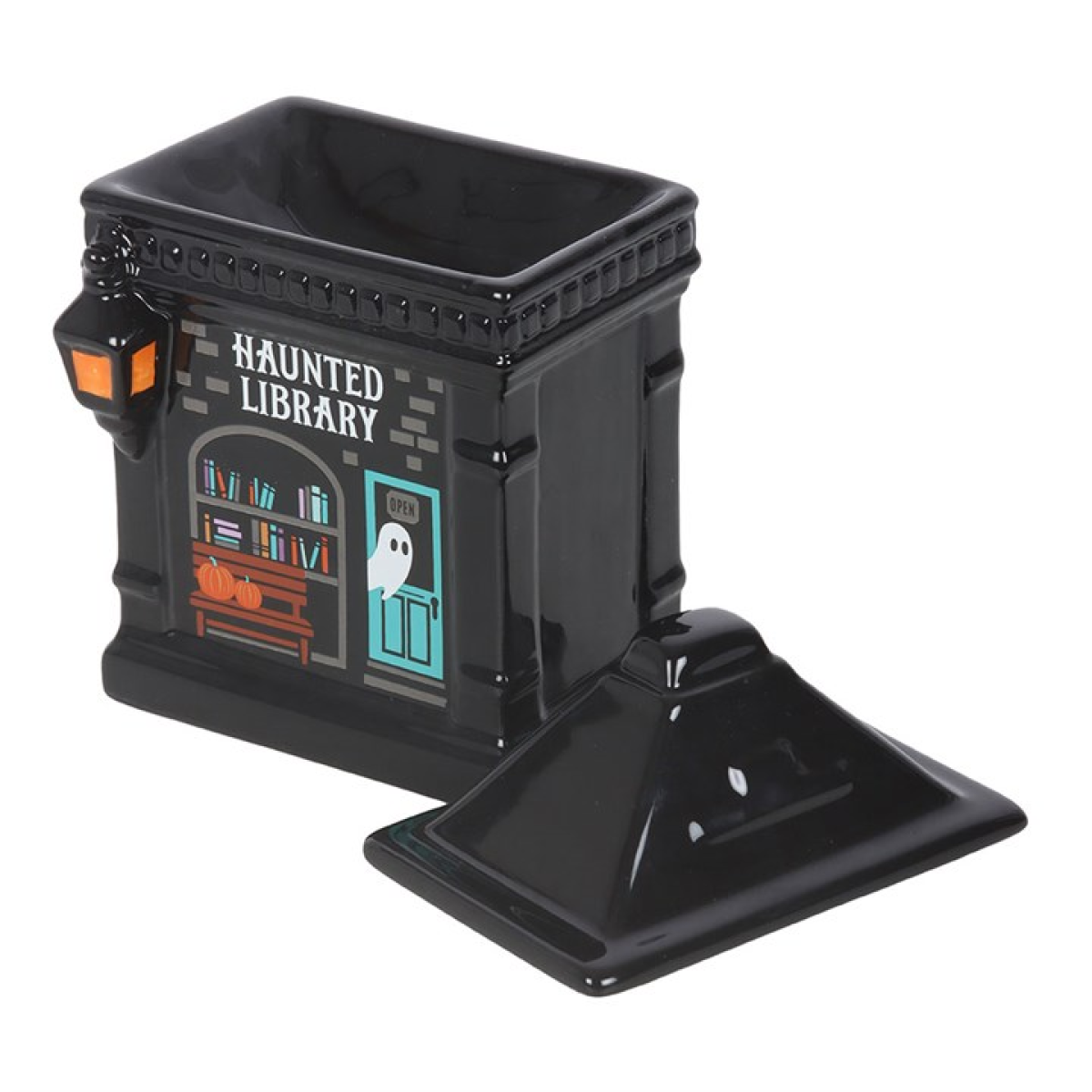 Haunted Library Halloween Oil Burner – Spooky Ceramic Wax & Fragrance Burner