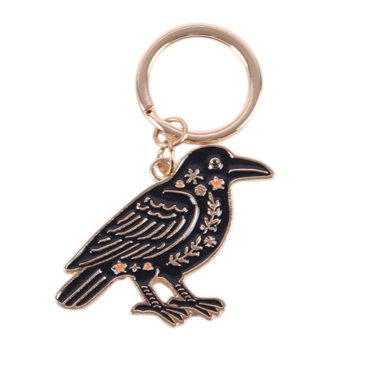 Raven Keyring – Witchy Folk Art Enamel Keychain