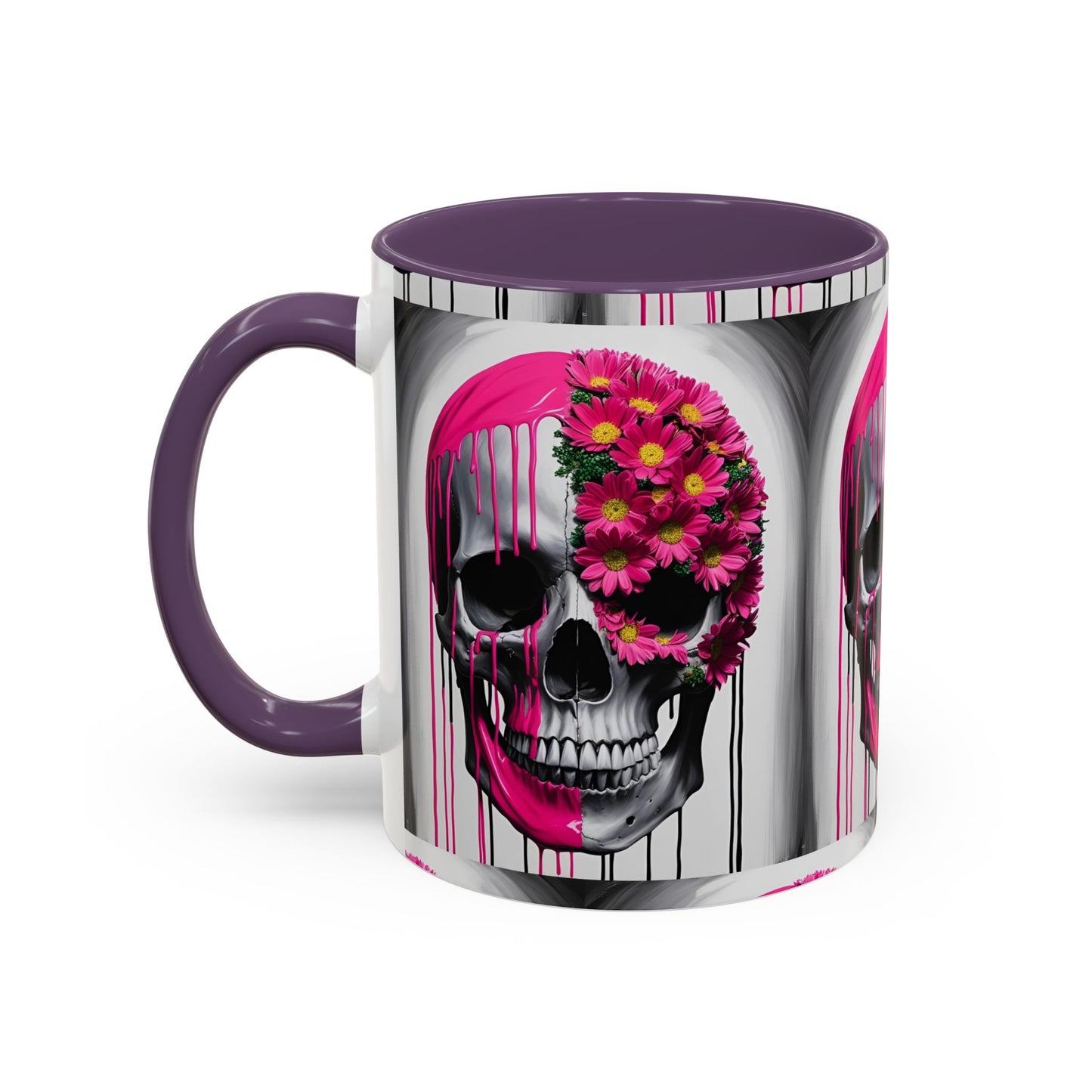 Skeleton Flower Paint Accent Coffee Mug (11, 15oz)