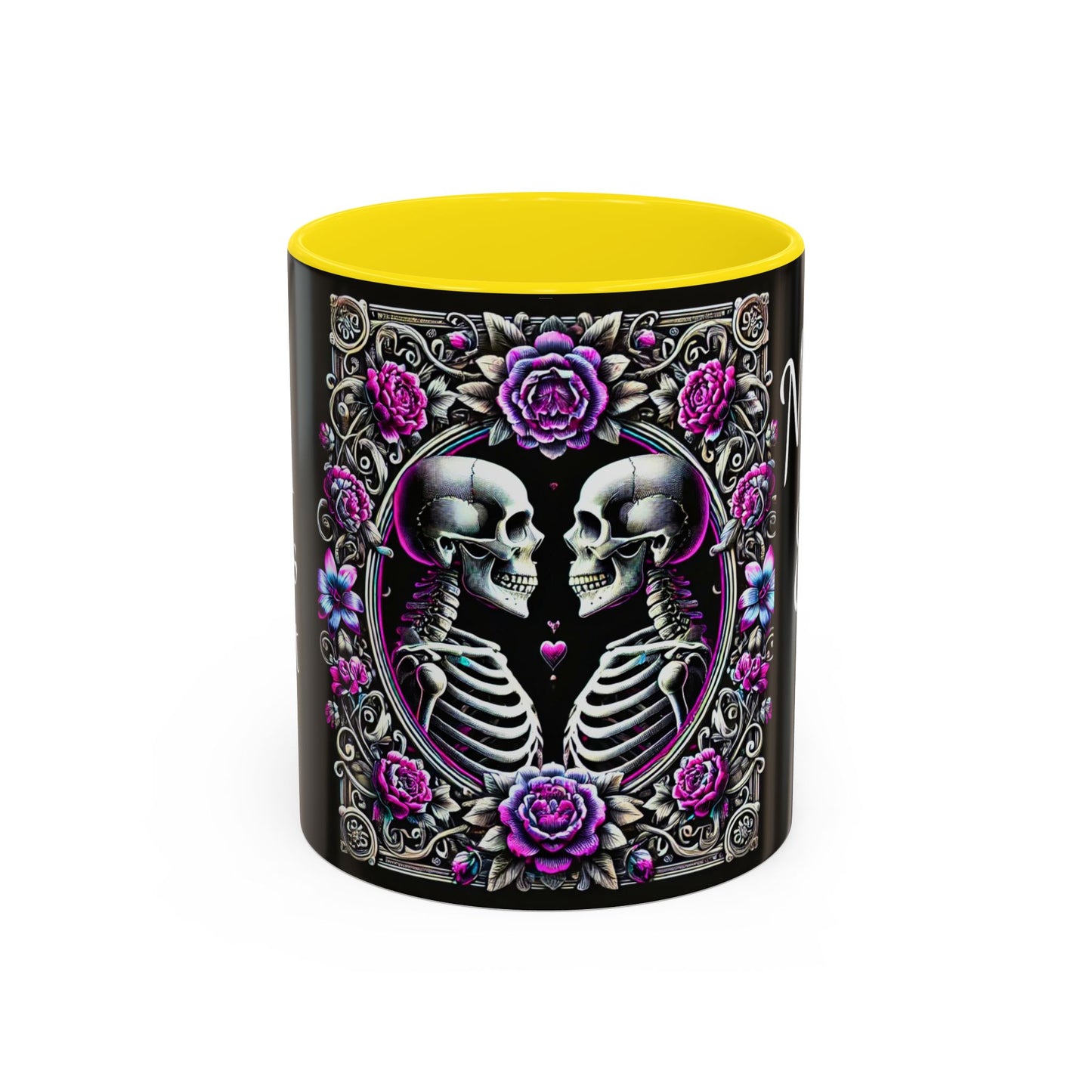Mr & Mrs Skeleton Flower Accent Coffee Mug (11, 15oz)