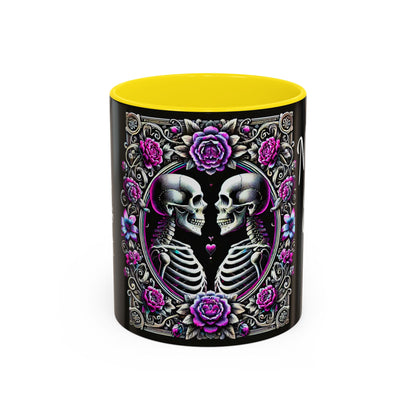 Mr & Mrs Skeleton Flower Accent Coffee Mug (11, 15oz)