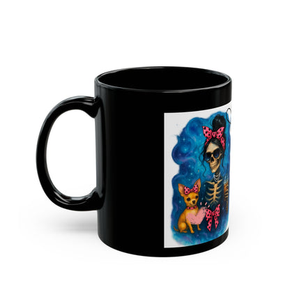 Cute Skeleton Mug with Bow, Halloween Decor, Gift for Dog Lovers, Coffee & Tea Mug, Fun Skeleton Design