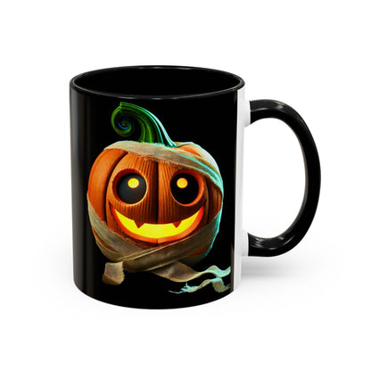 Black Spooky Pumpkin Wrap Accent Coffee Mug (11, 15oz)
