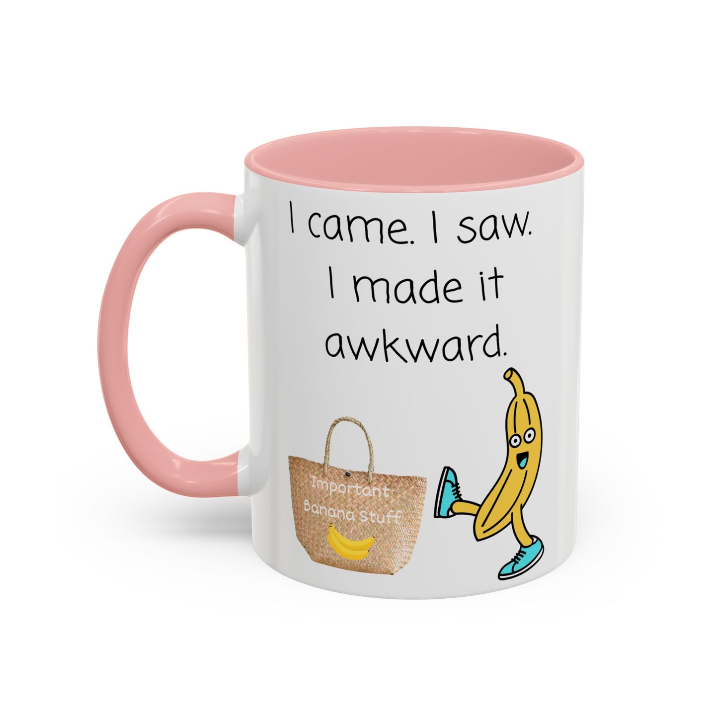 I came I Saw Whimsical Banana Accent Coffee Mug - Perfect for Gifting, Kitchen Decor, Funny Office Mug, Banana Lover Gift, Playful Drinkware