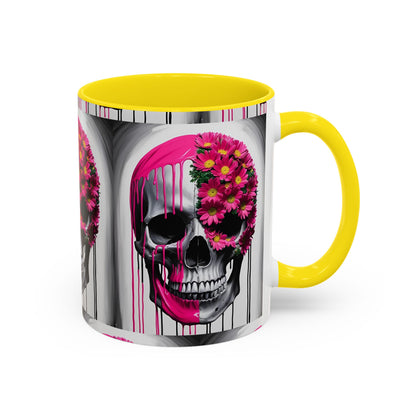 Skeleton Flower Paint Accent Coffee Mug (11, 15oz)