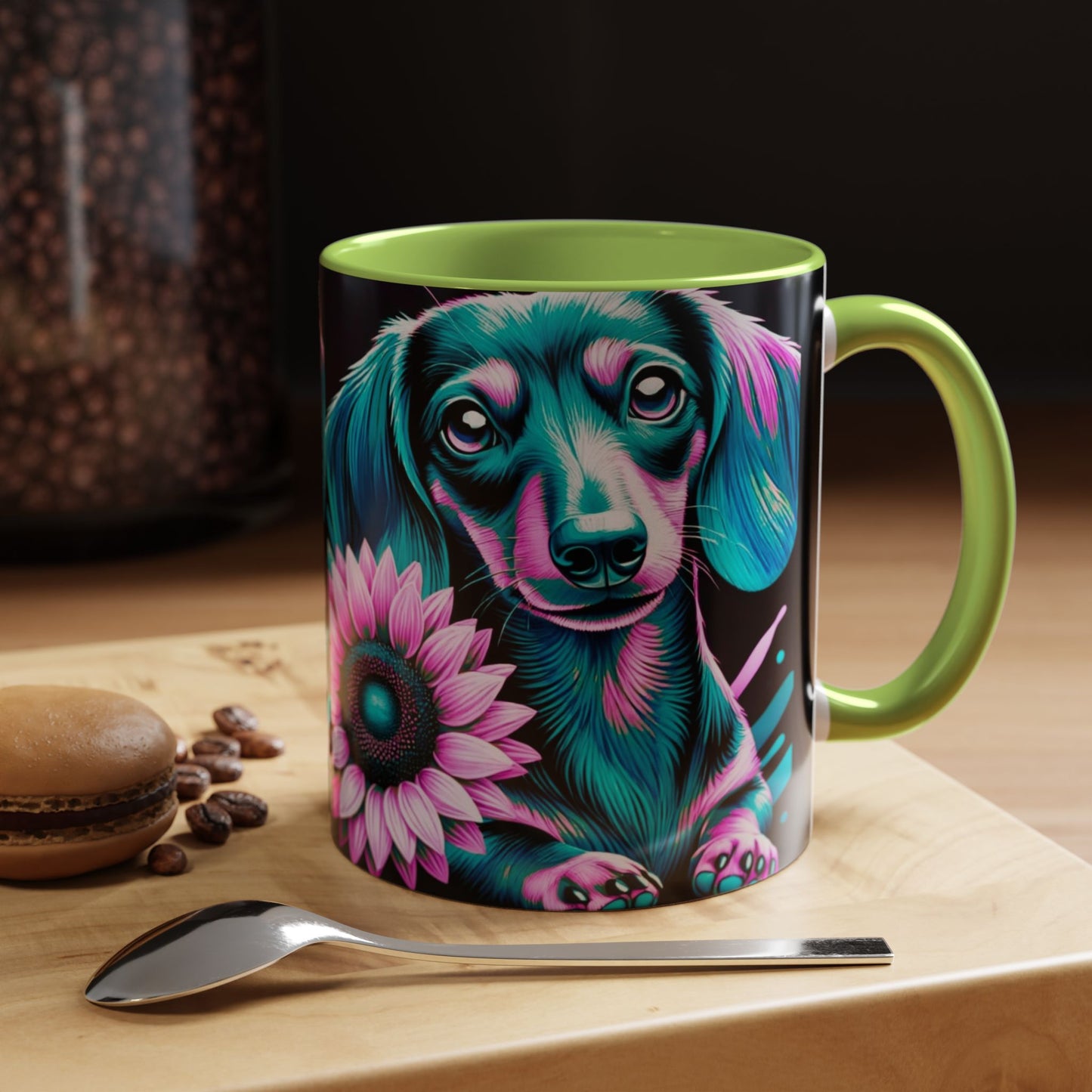 Dachshund Flower Mug Accent Coffee Mug (11, 15oz)