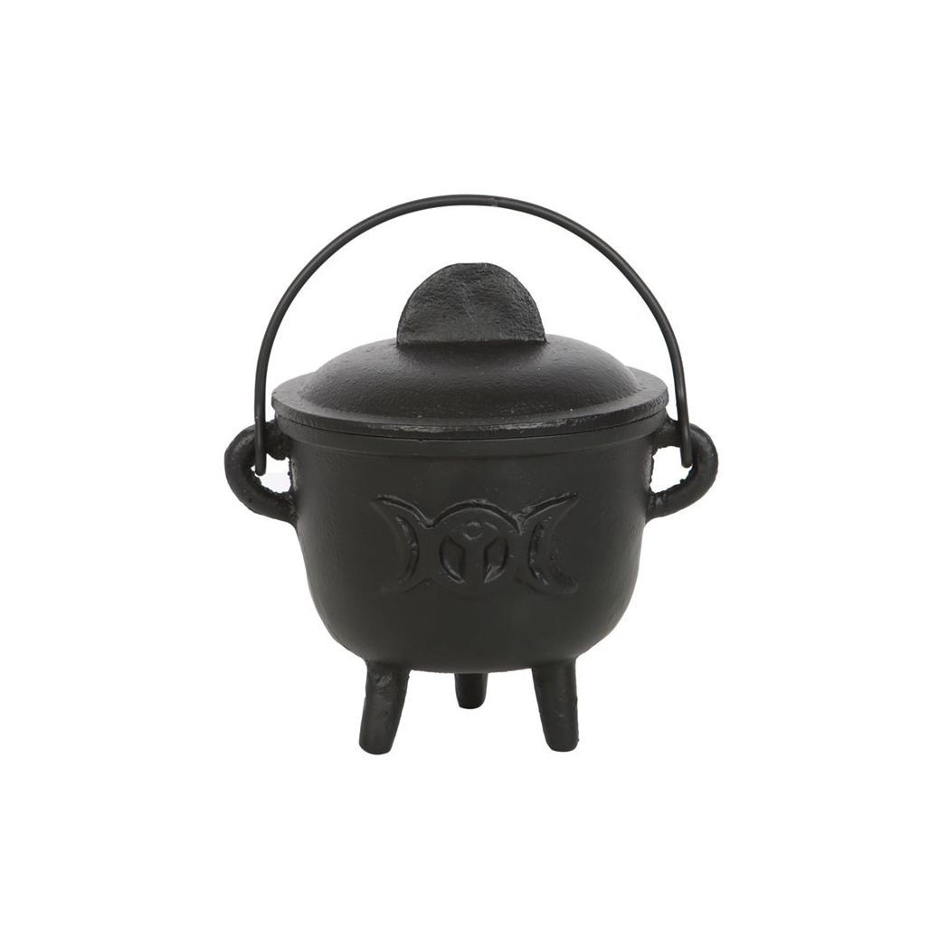 Cast Iron Witch Cauldron with Triple Moon – 11cm