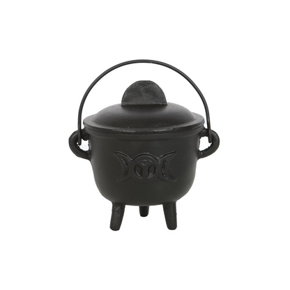 Cast Iron Witch Cauldron with Triple Moon – 11cm