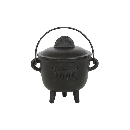 Cast Iron Witch Cauldron with Triple Moon – 11cm