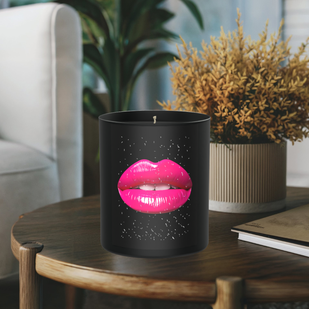 Pink Lips Glitter 200g Black Candle ‘Dark Noir’