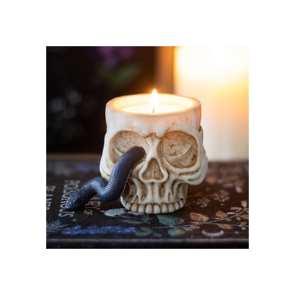 Skull & Snake Tealight Holder – Gothic Candle Holder