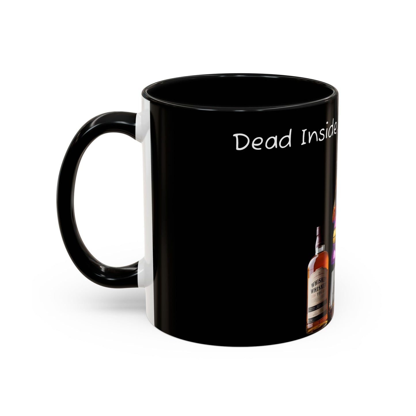 Dead Inside but still fancy Rainbow Skeleton Top Hat Whiskey Accent Coffee Mug (11, 15oz)