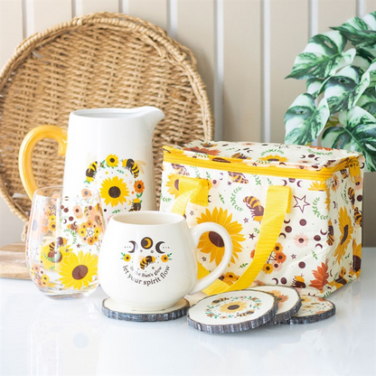 Bee Radiant Wood Slice Coaster Set