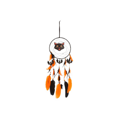 Black Cat Halloween Dreamcatcher – Spooky Wall Decoration