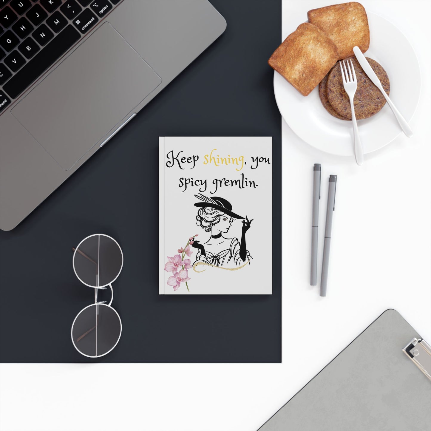 Chic Feminine Hard Backed Journal, Inspirational Writing Notebook, Gift for Writers, Artists, and Journal Lovers, Motivational Stationery