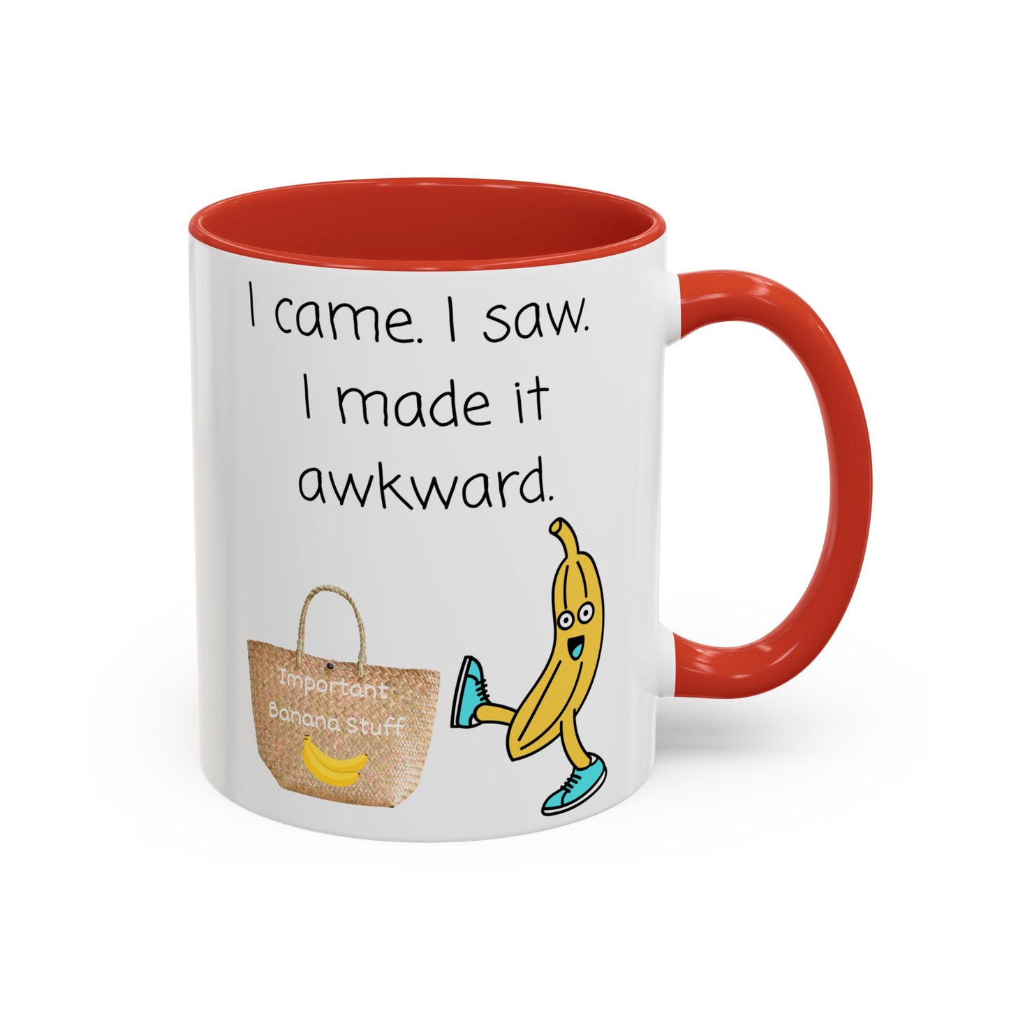 I came I Saw Whimsical Banana Accent Coffee Mug - Perfect for Gifting, Kitchen Decor, Funny Office Mug, Banana Lover Gift, Playful Drinkware