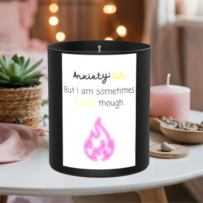 Anixety Lit Funny 200g Black Candle ‘Dark Noir’