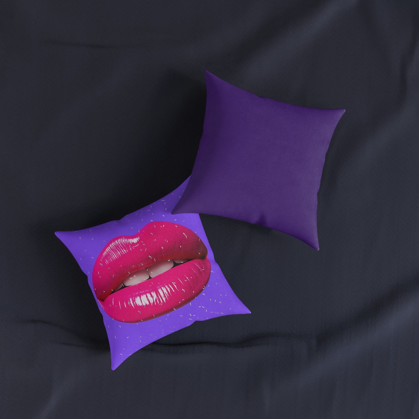 Vibrant Purple Lip Print Square Cushion, Decorative Throw Cushion, Boho Home Decor, Couch Cushion, Gift for Her, Pop Art Accent