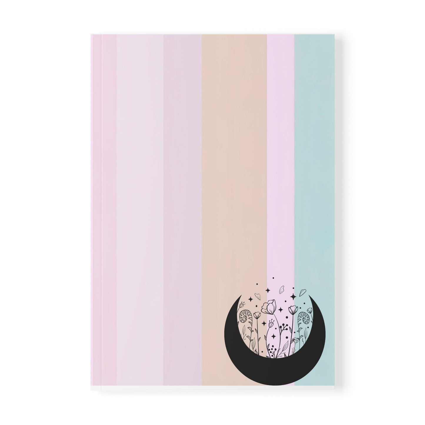 Aesthetic Softcover Notebook, Moon Floral Journal, Pastel Planner, Creative Writing Pad, Gift for Writers and Artists