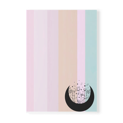 Aesthetic Softcover Notebook, Moon Floral Journal, Pastel Planner, Creative Writing Pad, Gift for Writers and Artists