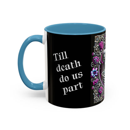 Mr & Mrs Skeleton Flower Accent Coffee Mug (11, 15oz)