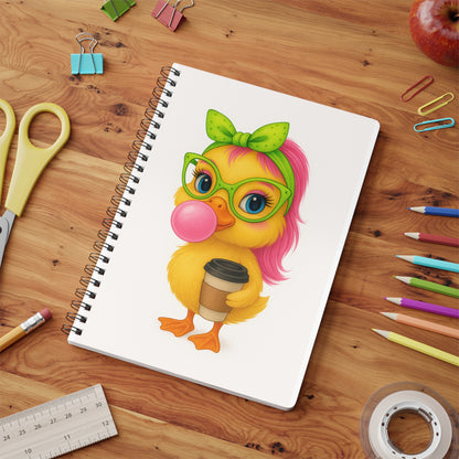 Cute Duck Illustration Notebook, A5 Softcover Journal for Students, Gift for Kids, Note-taking, Diary, School Supplies