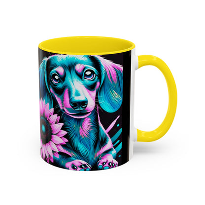 Dachshund Flower Mug Accent Coffee Mug (11, 15oz)
