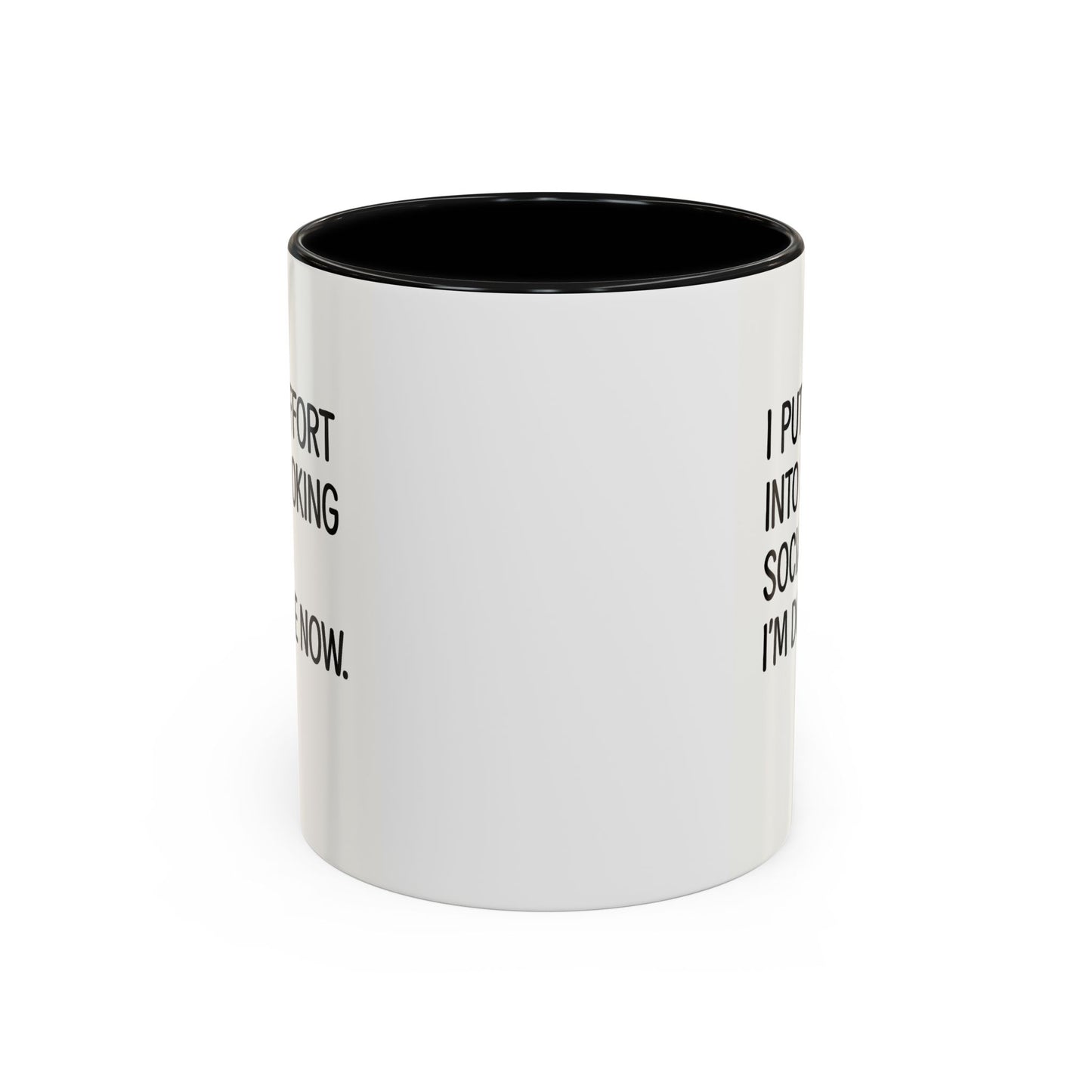 Funny Social Coffee Mug for Introverts, Unique Gift for Friends, Office Humour Mug, Black Accent Mugs, Sarcastic Coffee Cup