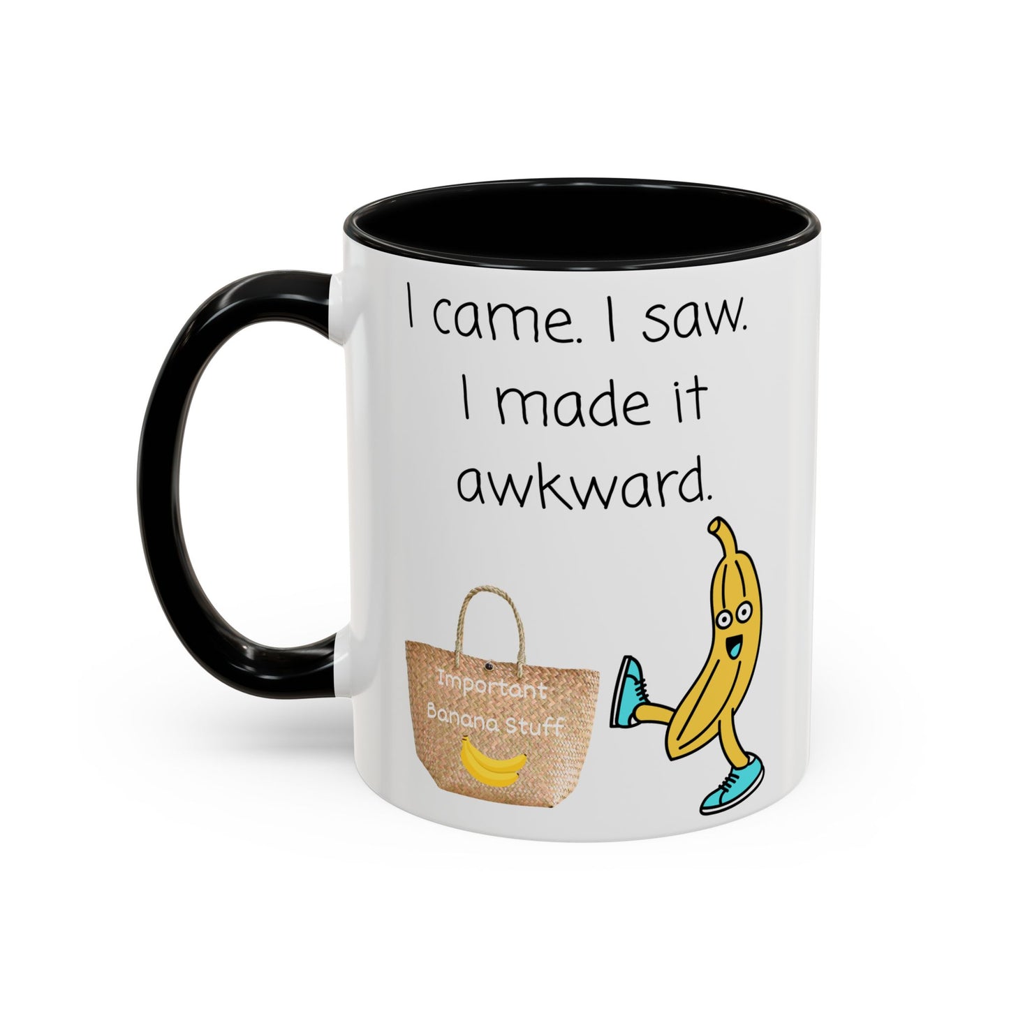 I came I Saw Whimsical Banana Accent Coffee Mug - Perfect for Gifting, Kitchen Decor, Funny Office Mug, Banana Lover Gift, Playful Drinkware