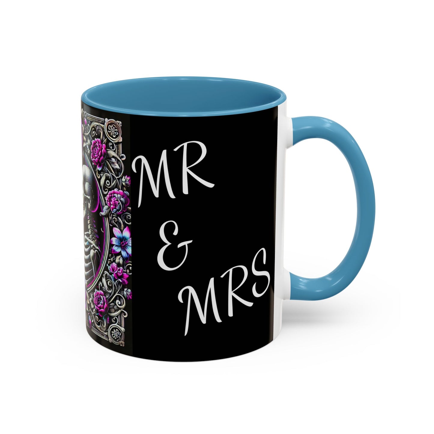 Mr & Mrs Skeleton Flower Accent Coffee Mug (11, 15oz)
