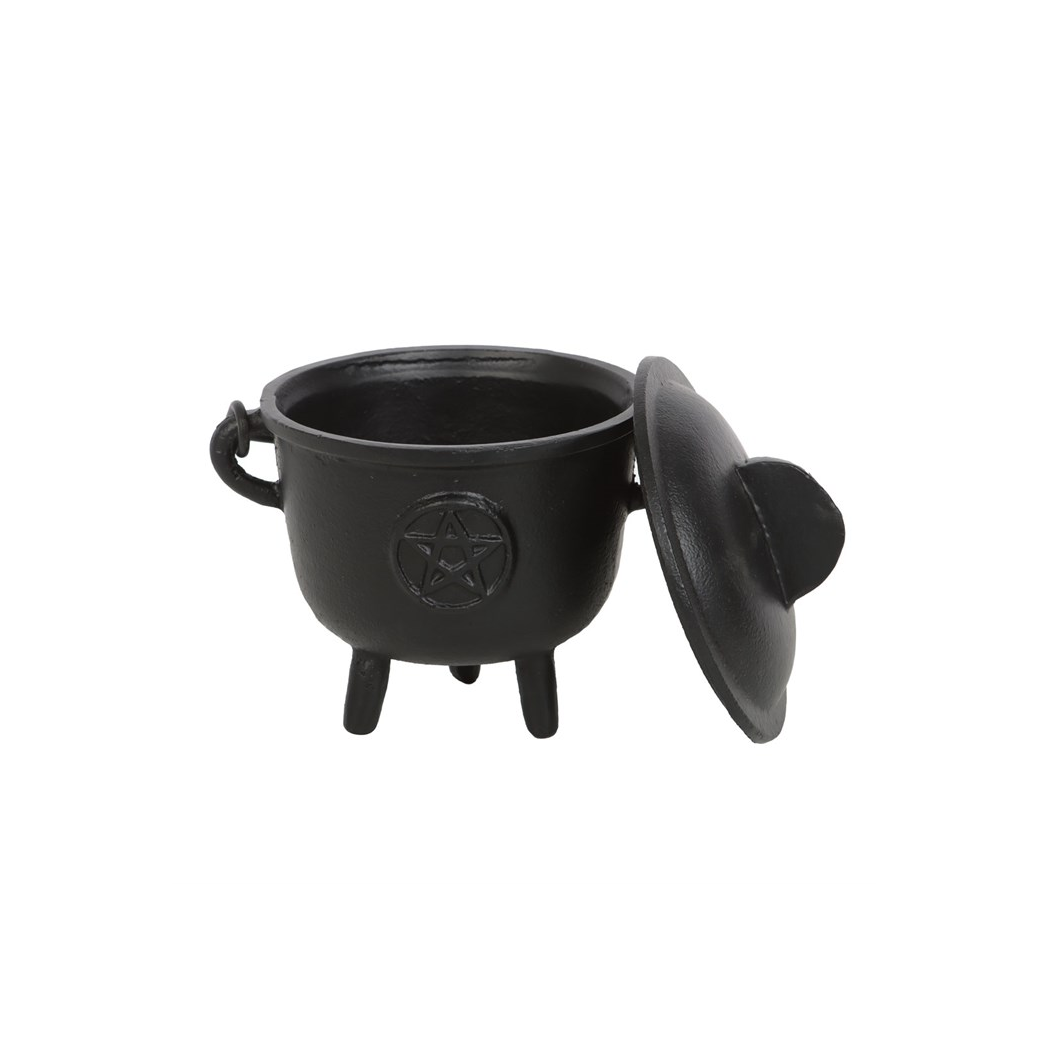 Cast Iron Witch Cauldron with Pentagram – 11cm