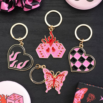 Flaming Dice Keyring