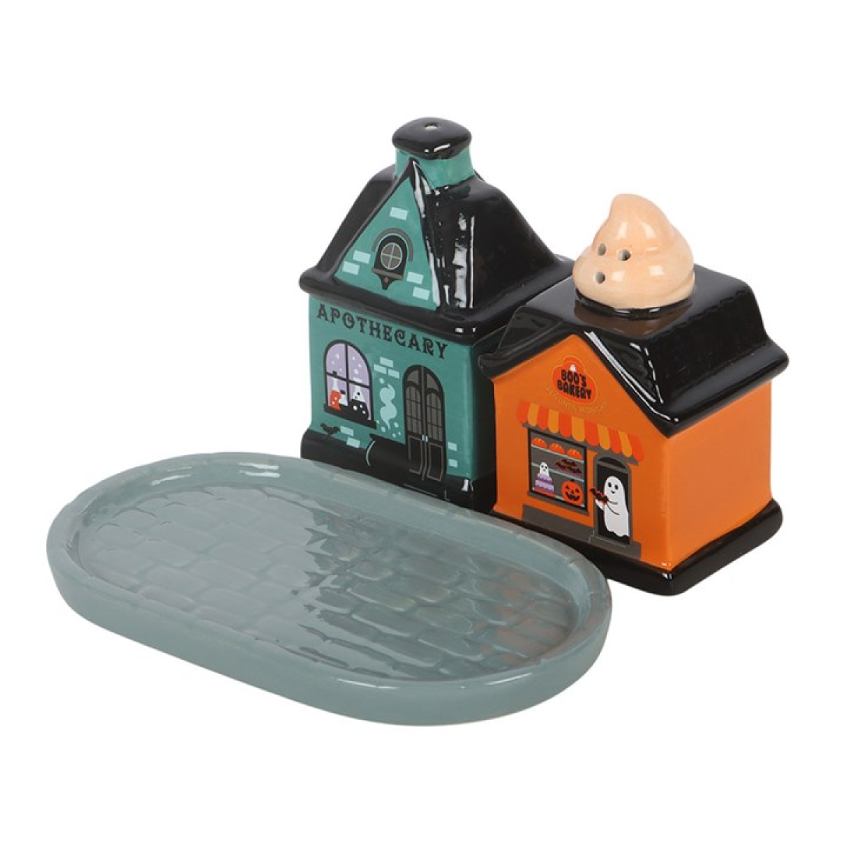 Spooky Street Halloween Salt & Pepper Shakers – Ceramic Set
