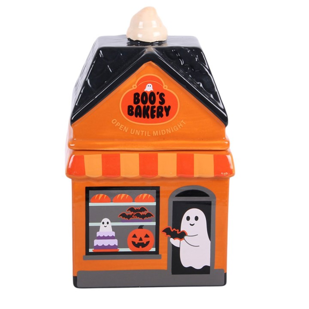 Boo’s Bakery Halloween Cookie Jar – Ceramic Spooky House