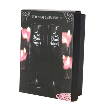 Set of 2 Dead Thirsty Champagne Flutes