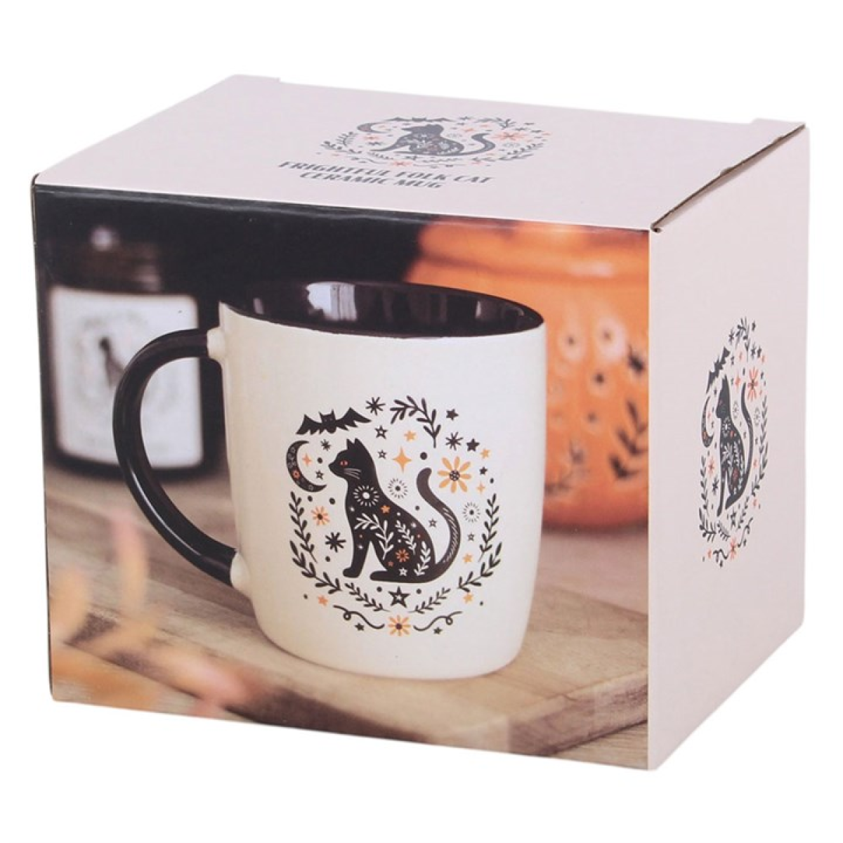 Black Cat Mug – Witchy Folk Art Ceramic Mug