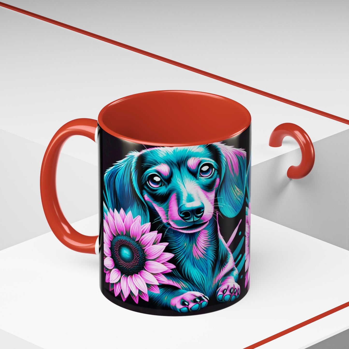 Dachshund Flower Mug Accent Coffee Mug (11, 15oz)