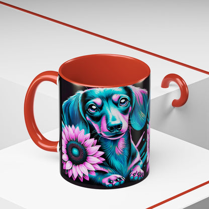 Dachshund Flower Mug Accent Coffee Mug (11, 15oz)