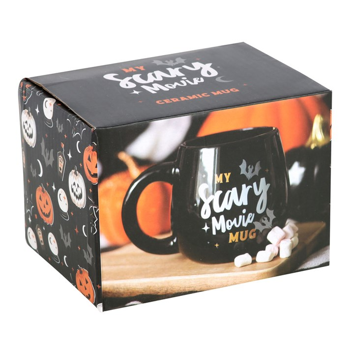 My Scary Movie Mug – Black Halloween Bat & Moon Mug 490ml
