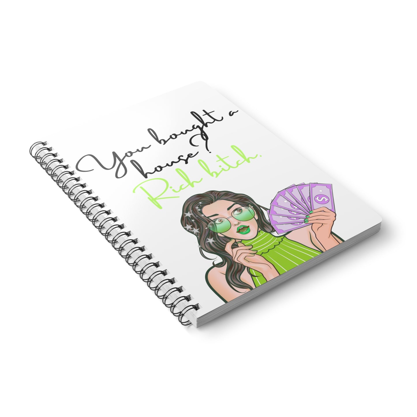 Chic Wirobound Notebook, Quote Journal, Stylish Planner, Gift for Her, A5 Softcover Writing Pad, Office or School Essentials