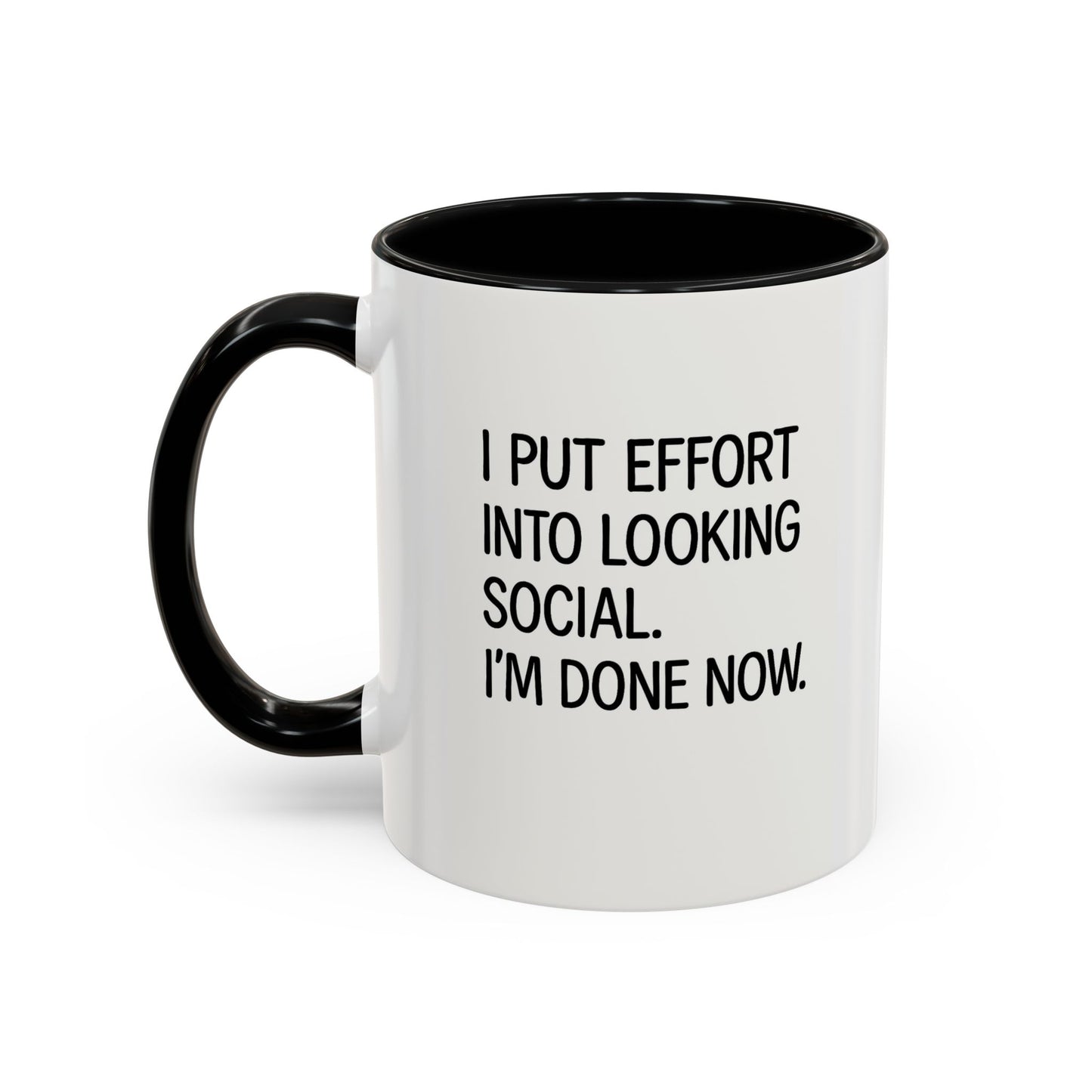 Funny Social Coffee Mug for Introverts, Unique Gift for Friends, Office Humour Mug, Black Accent Mugs, Sarcastic Coffee Cup